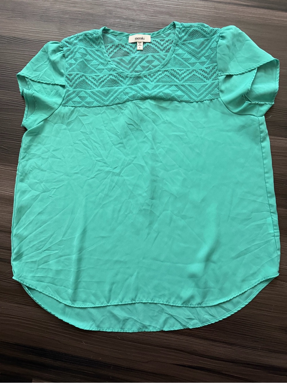 Meraki Boutique Green lace blouse women’s size large
